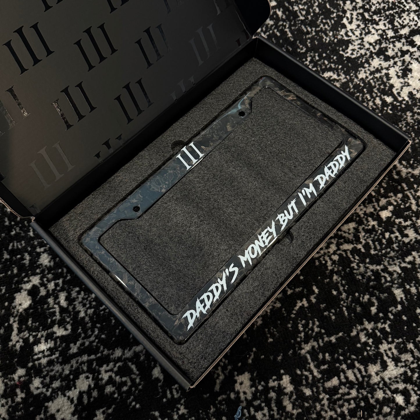 FORGED CARBON FIBER "DADDY'S MONEY" LICENSE PLATE FRAME