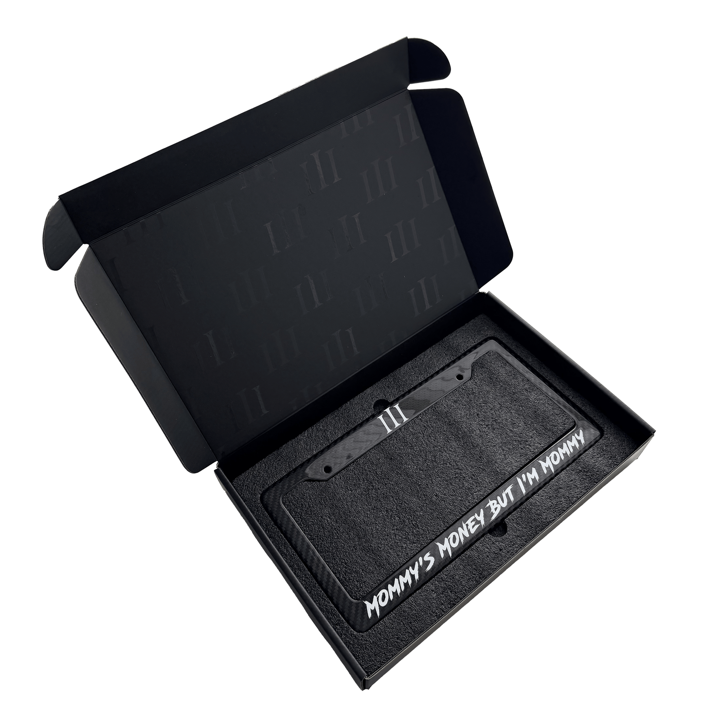 CARBON FIBER "MOMMY'S MONEY" PLATE FRAME