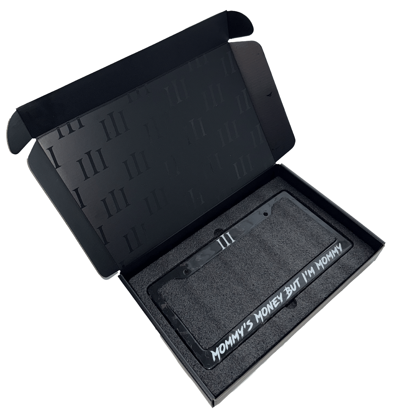 FORGED CARBON FIBER "MOMMY'S MONEY" PLATE FRAME